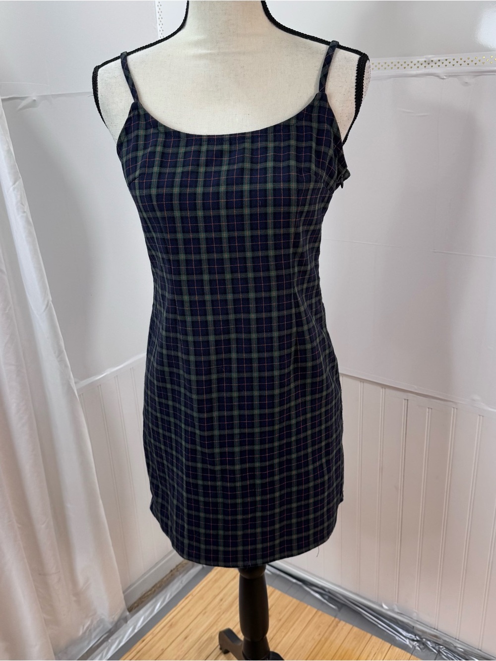 Vintage Forever 21 Plaid Slip Dress Open Back Grunge Y2K Size Small 90s Indie VT